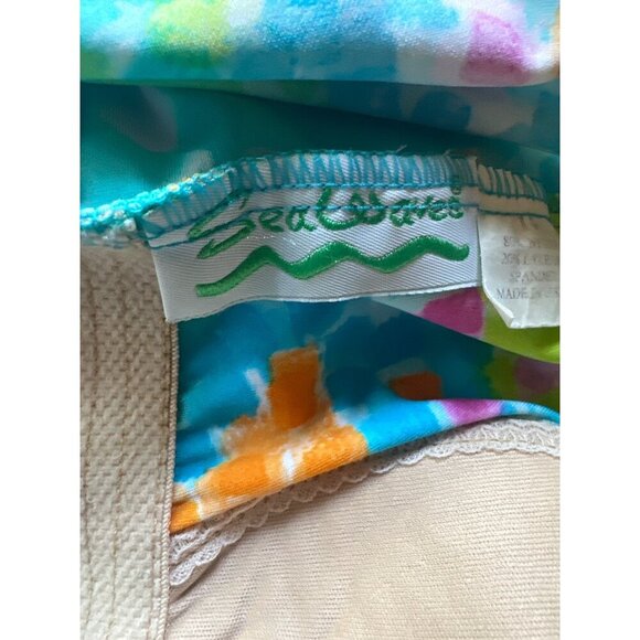 SeaWaves Vintage 1970s One Piece Skirted Swimsuit Adjustable Straps Size 11 - Picture 6 of 8